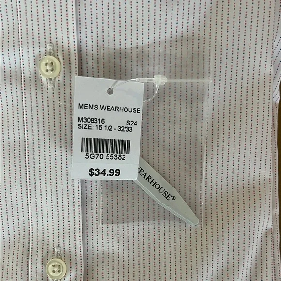 Ezra White Dress Shirt Classic Collar Textured Fabric - Picture 3 of 5
